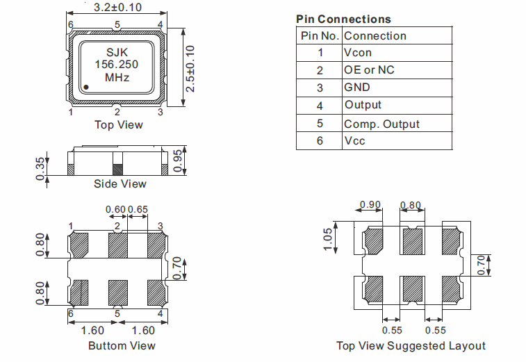 LVPECL-smd-3225-vcxo-dimensions