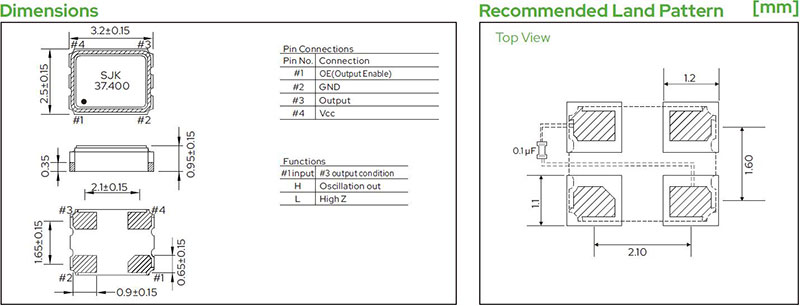 SJK-7T-SMD3225-TCXO-Dimensions