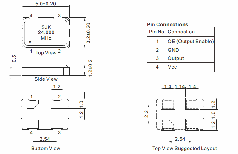 SMD 5032 Crystal Oscillator-SPXO-SJK SPXOs